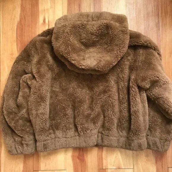 Free People We The Free Freya Fur Hoodie Teddy Jacket in Cinnamon Sprinkle - Picture 13 of 16